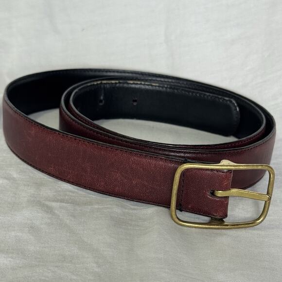 Vintage Men’s Leather Belt Solid Brass Buckle Brown 40 Unbranded Classic 90s - Picture 1 of 9